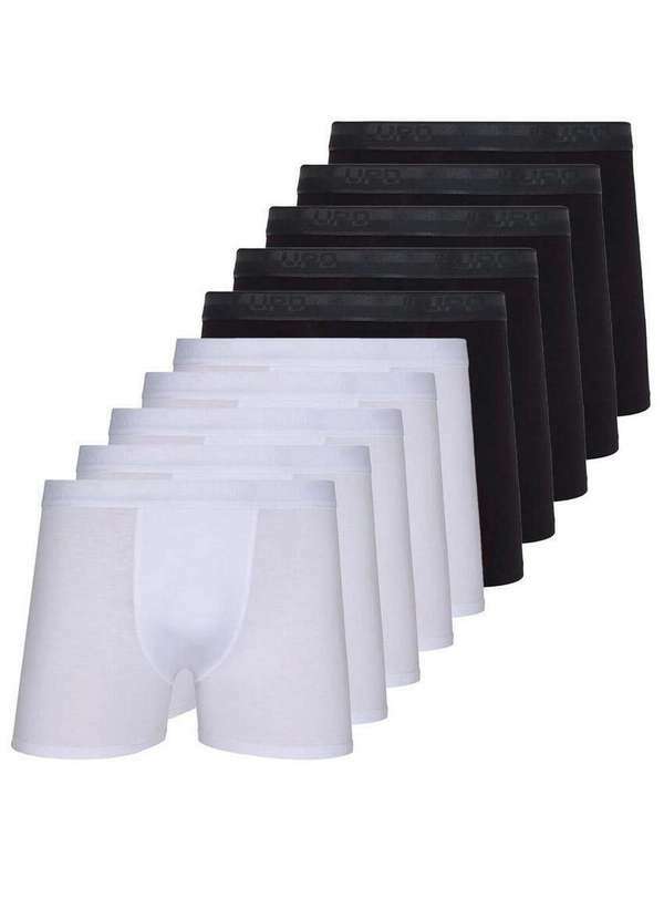 Kit com 10 Cuecas Boxer Lupo 784-017 Branco-Preto