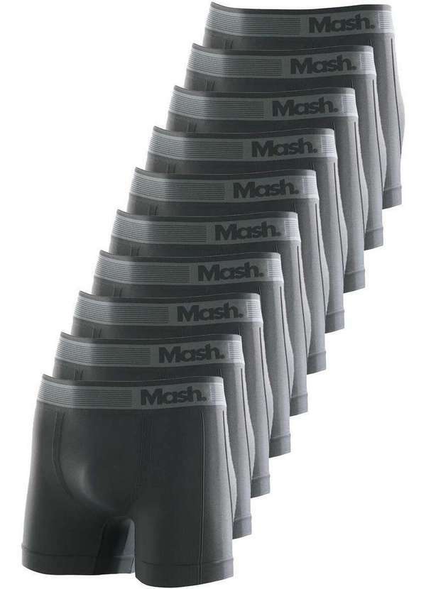 Vista 2 Kit com 10 Cuecas Boxer Mash 710.01 Preto-Marinho MASH
