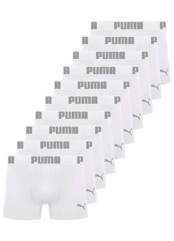 Kit com 10 Cuecas Boxer Puma 14100-001 Branco