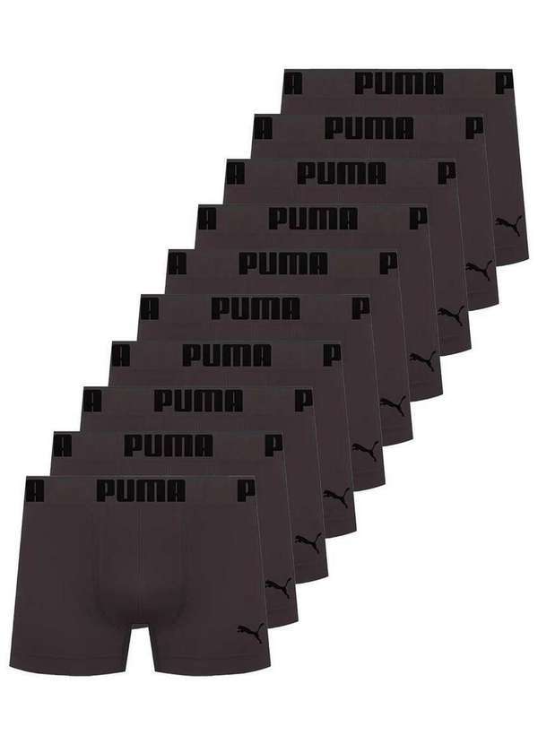 Kit com 10 Cuecas Boxer Puma 14100-001 Chumbo