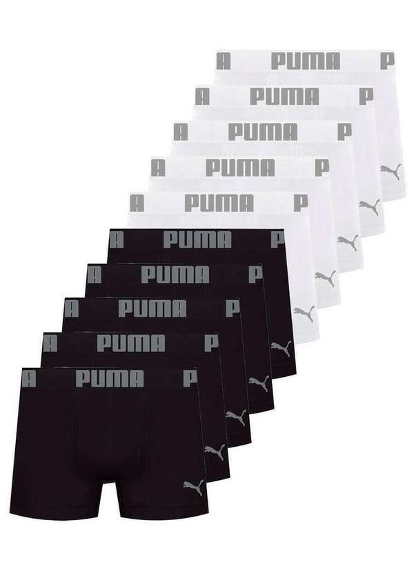 Kit com 10 Cuecas Boxer Puma 14100-001 Preto-Branco