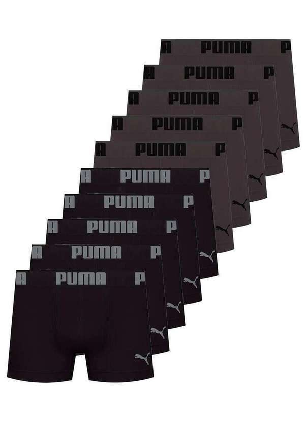 Kit com 10 Cuecas Boxer Puma 14100-001 Preto-Chumbo