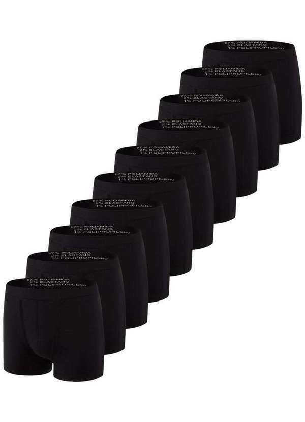 Vista 2 Kit com 10 Cuecas Boxer Trifil 4620 Preto TRIFIL
