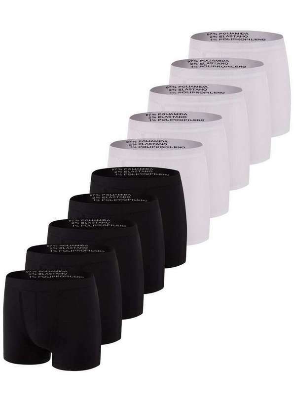 Kit com 10 Cuecas Boxer Trifil 4620 Preto-Branco