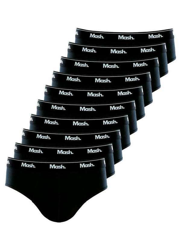 Vista 2 Kit com 10 Cuecas Slip Mash 073.58 Preto MASH