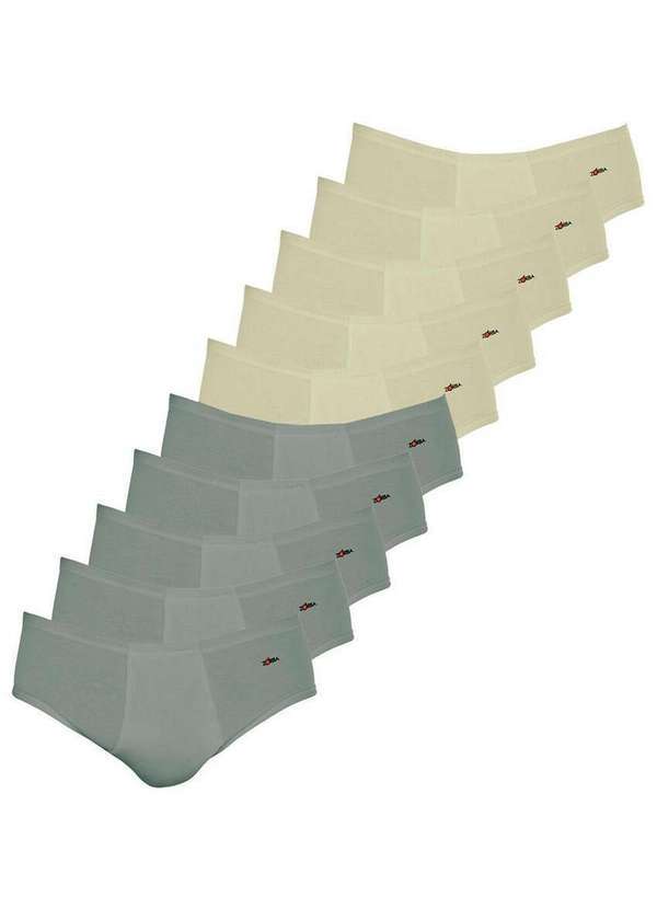 Kit com 10 Cuecas Slip Zorba com Abertura 172 Grafite-Bege