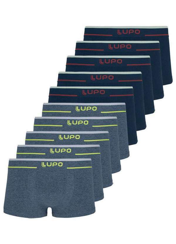 Kit com 10 Cuecas Sunga Lupo 526-001 Azul-Marinho