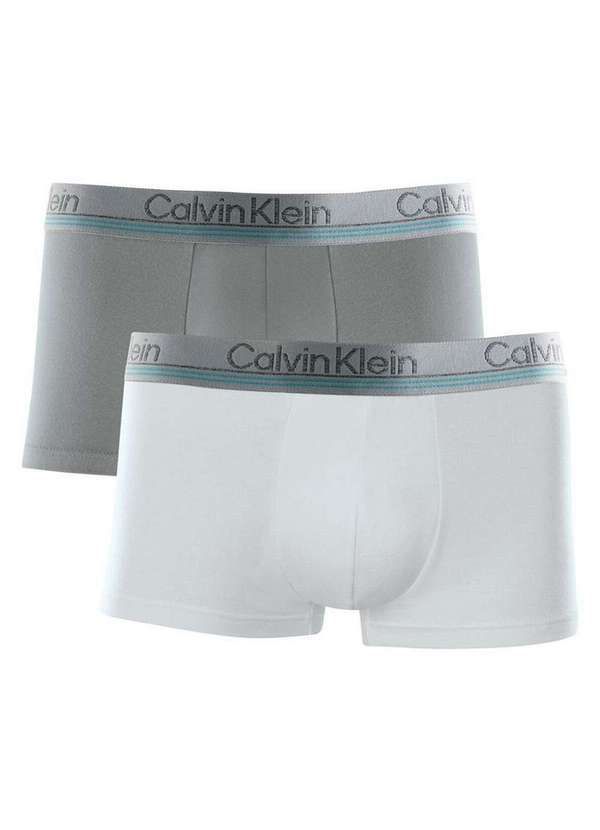 Vista 2 Kit com 2 Cuecas Boxer Calvin Klein C11.11 Br00-Branco-Cinza Calvin Klein