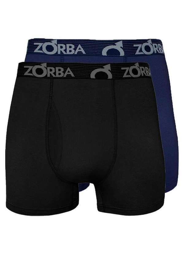 Kit com 2 Cuecas Boxer com Abertura Zorba 848 Preto-Marinho