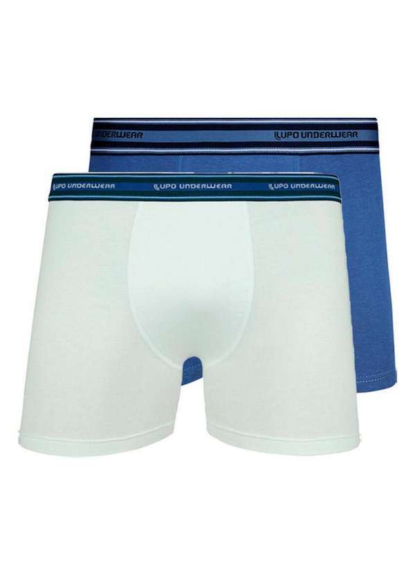 Vista 2 Kit com 2 Cuecas Boxer Lupo 523-003 Branco-Azul Lupo