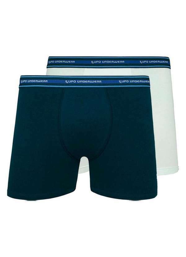 Kit com 2 Cuecas Boxer Lupo 523-003 Marinho-Branco