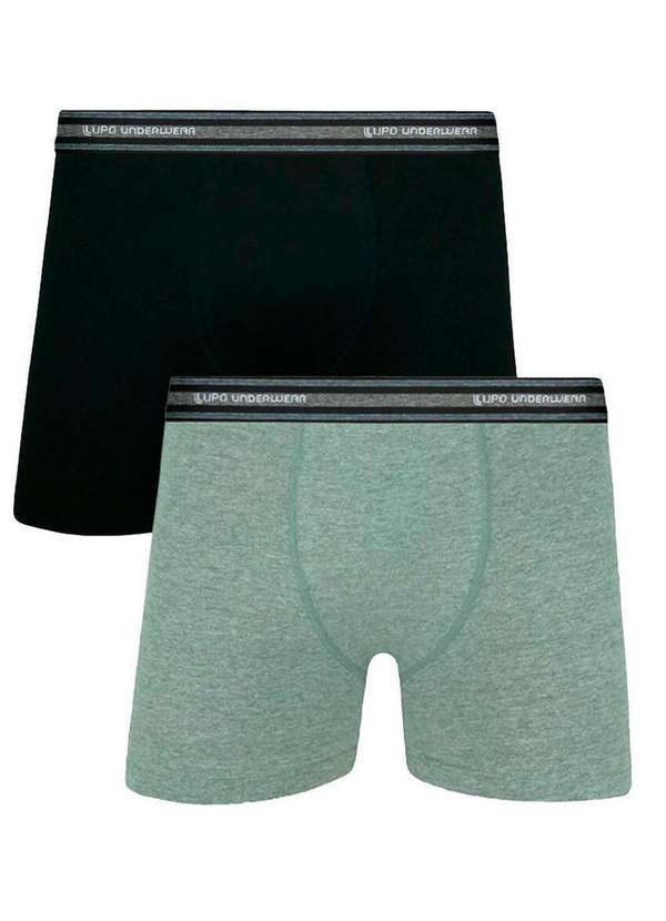Vista 2 Kit com 2 Cuecas Boxer Lupo 523-088 0901-Mescla-Preto Lupo