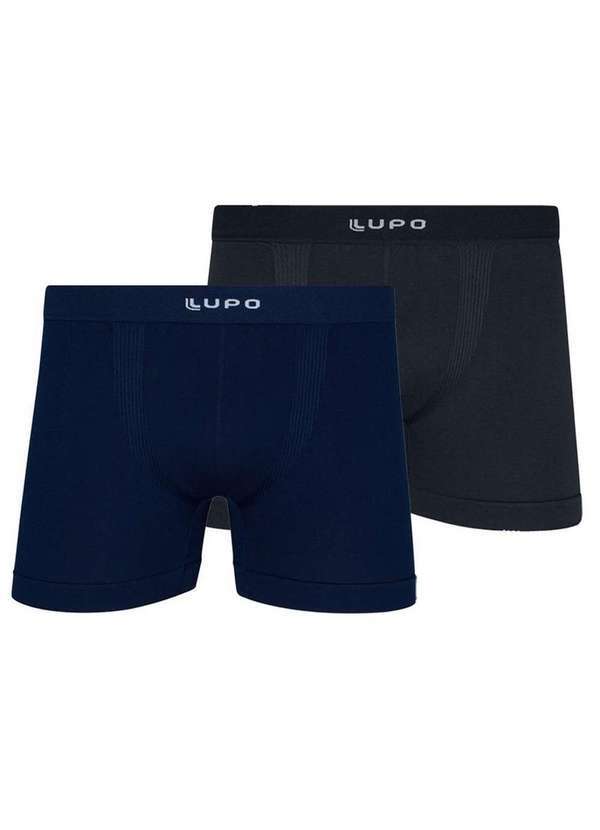 Vista 2 Kit com 2 Cuecas Boxer Lupo 661-001 Marinho-Grafite Lupo