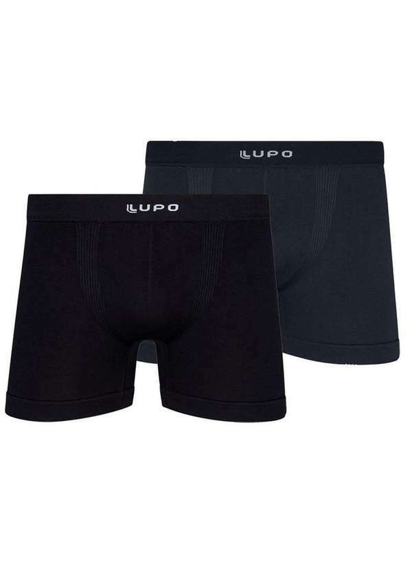 Vista 2 Kit com 2 Cuecas Boxer Lupo 661-001 Preto-Grafite Lupo