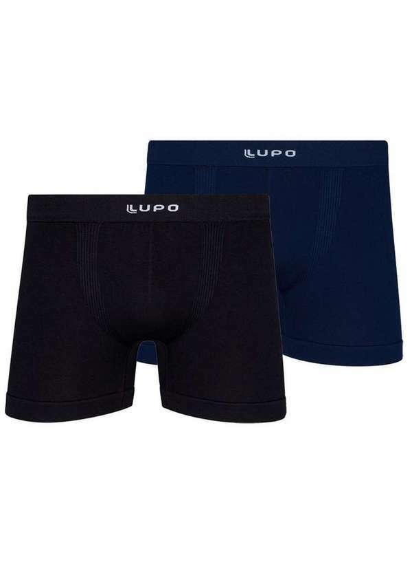 Vista 2 Kit com 2 Cuecas Boxer Lupo 661-001 Preto-Marinho Lupo