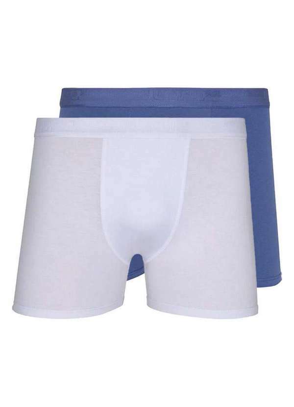 Vista 2 Kit com 2 Cuecas Boxer Lupo 784-017 Branco-Azul Lupo
