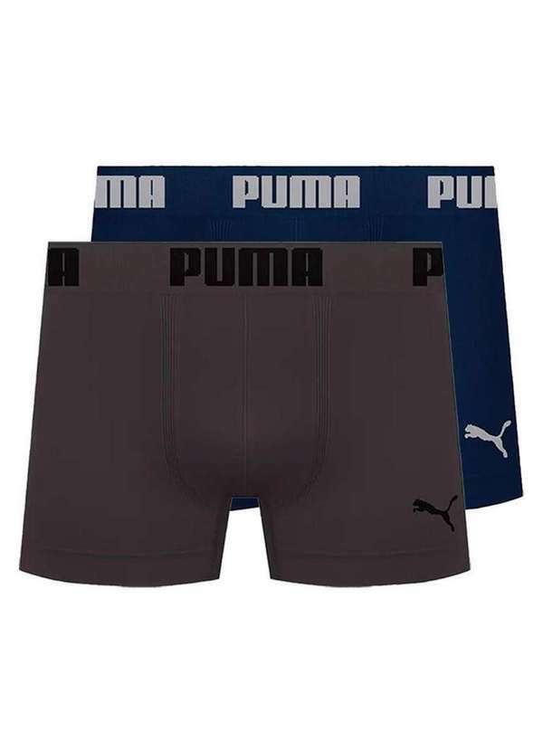 Kit com 2 Cuecas Boxer Puma 14100-001 Chumbo-Marinho