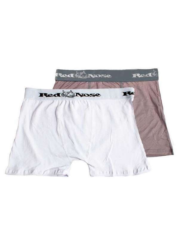 Vista 2 Kit com 2 Cuecas Boxer Red Nose 320 Branco-Cinza Red Nose