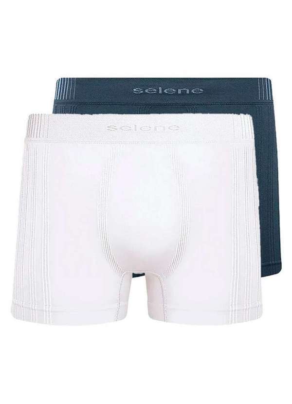 Kit com 2 Cuecas Boxer Selene 11070-002/003/440 Branco-Chumbo