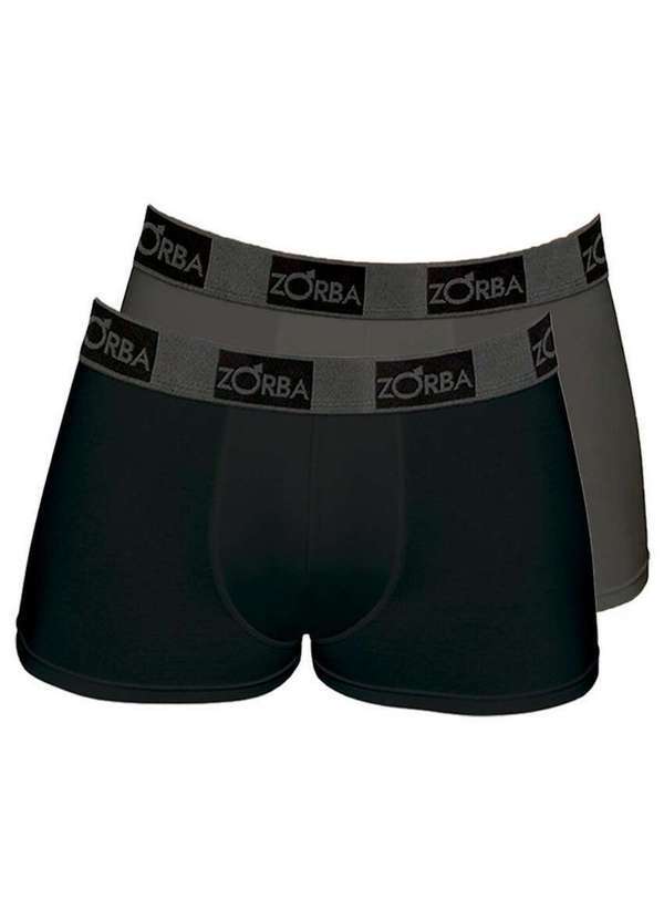 Kit com 2 Cuecas Boxer Zorba 717 Preto-Chumbo