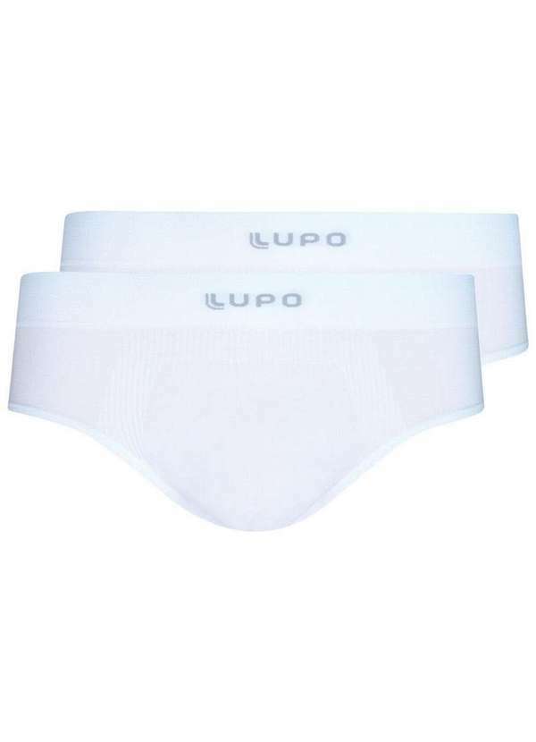 Vista 2 Kit com 2 Cuecas Slip Lupo 681-001 Branco Lupo