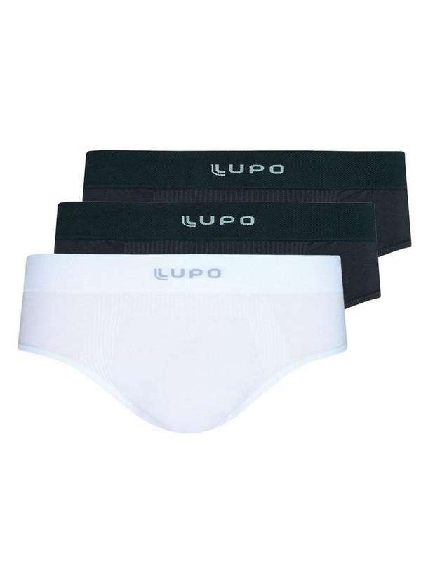 Vista 2 Kit com 2 Cuecas Slip Lupo 681-001 Grafite-Branco Lupo