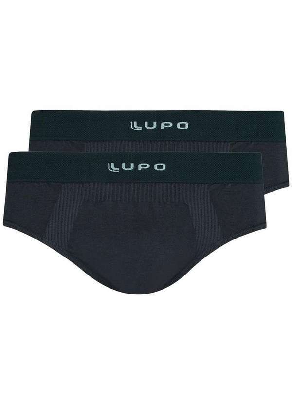 Vista 2 Kit com 2 Cuecas Slip Lupo 681-001 Grafite Lupo