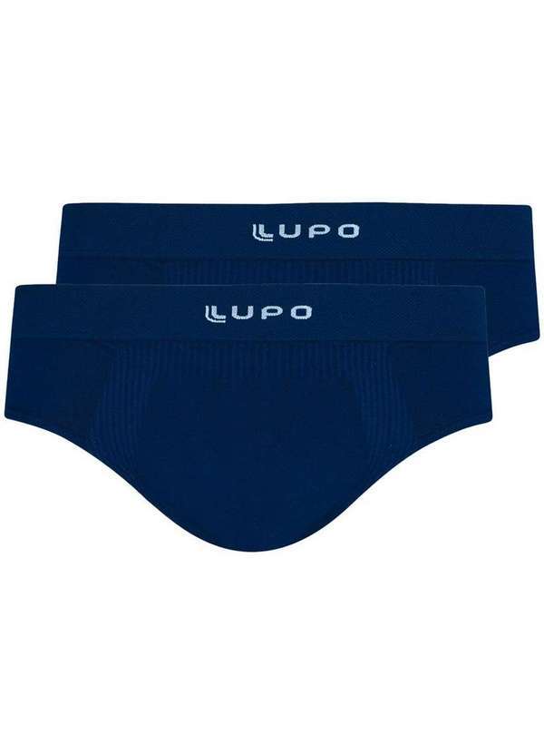 Vista 2 Kit com 2 Cuecas Slip Lupo 681-001 Marinho Lupo
