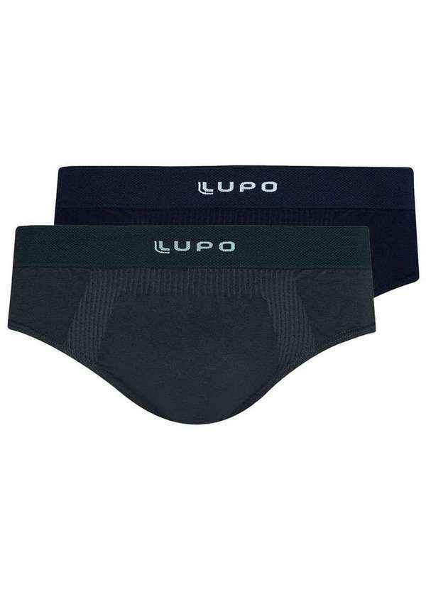Vista 2 Kit com 2 Cuecas Slip Lupo 681-001 Preto-Grafite Lupo