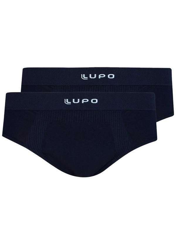 Vista 2 Kit com 2 Cuecas Slip Lupo 681-001 Preto Lupo