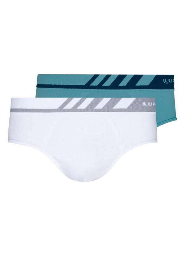 Vista 2 Kit com 2 Cuecas Slip Lupo 691-002 Branco-Azul Lupo