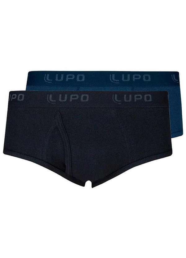 Vista 2 Kit com 2 Cuecas Slip Lupo com Abertura 546-002 Preto-Marinho Lupo