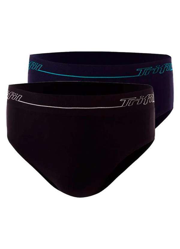 Kit com 2 Cuecas Slip Trifil 0543 Preto-Marinho