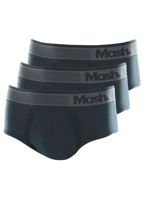 Kit com 3 Cueca Slip Mash 713.02 Preto-Cinza