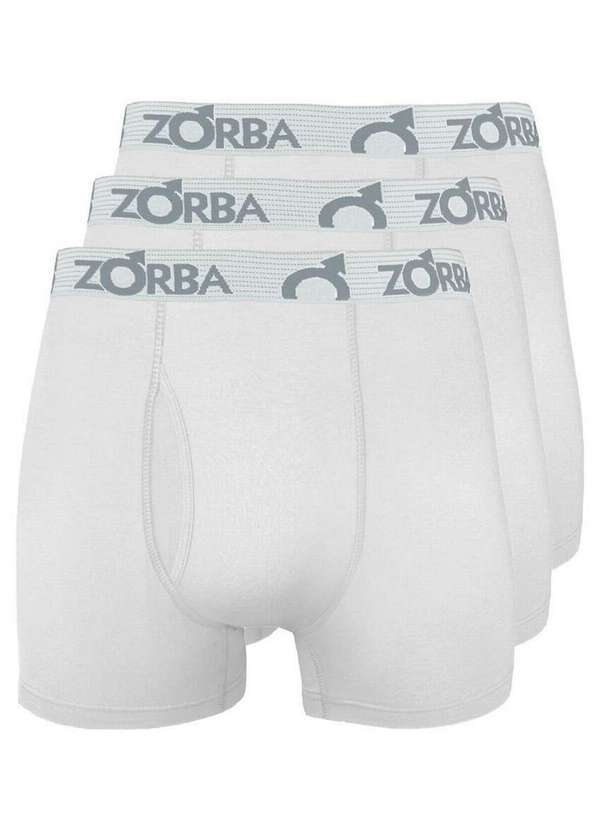 Kit com 3 Cuecas Boxer com Abertura Zorba 848 Branco