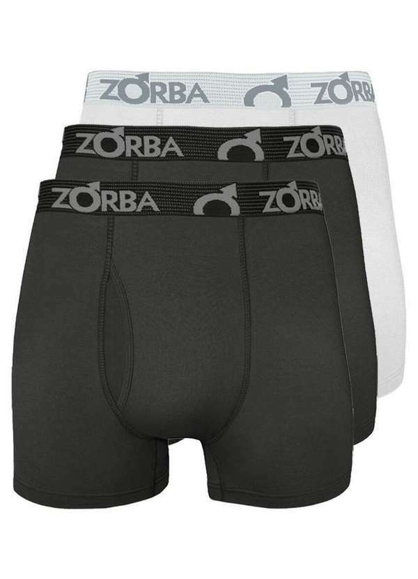 Kit com 3 Cuecas Boxer com Abertura Zorba 848 Chumbo-Branco