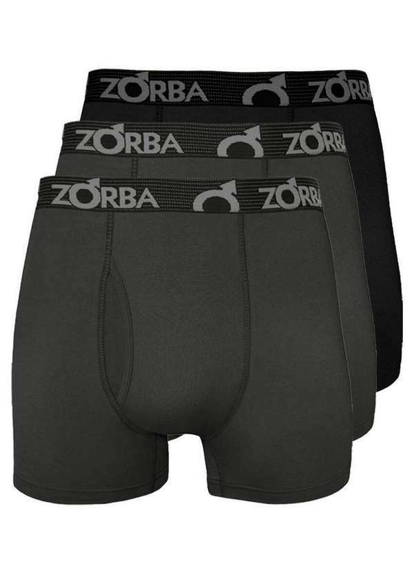 Kit com 3 Cuecas Boxer com Abertura Zorba 848 Chumbo-Preto