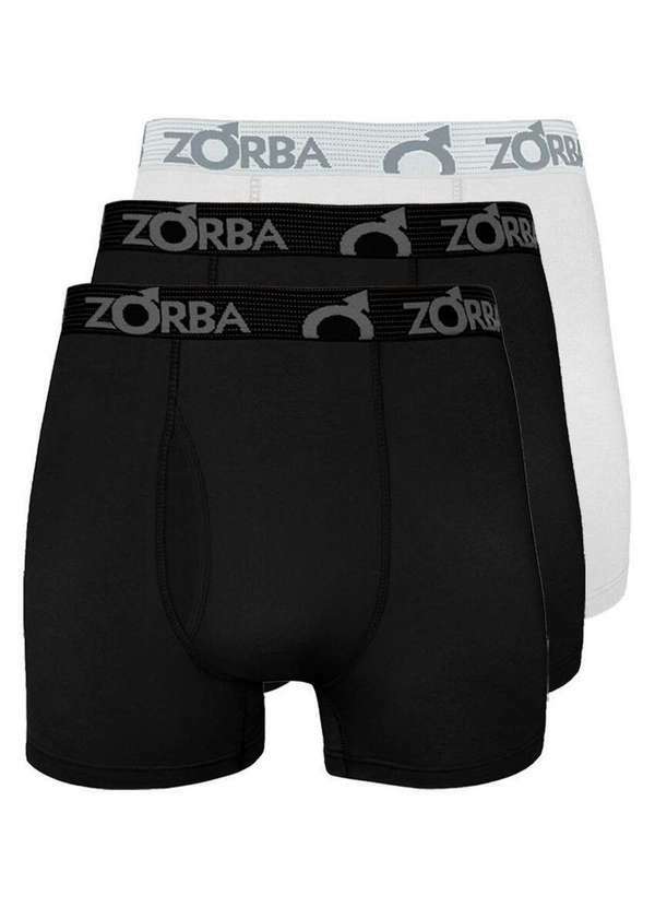 Kit com 3 Cuecas Boxer com Abertura Zorba 848 Preto-Branco