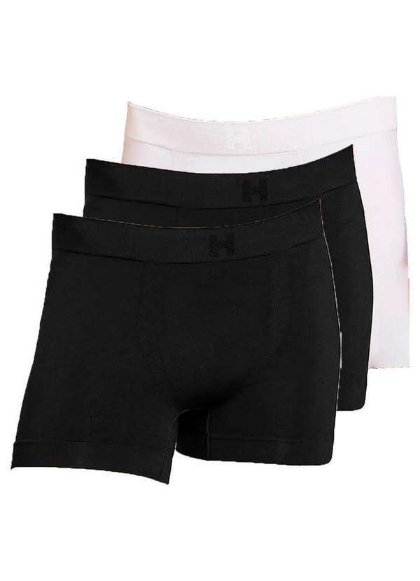 Vista 2 Kit com 3 Cuecas Boxer Hope Smc61020 Preto-Branco Hope