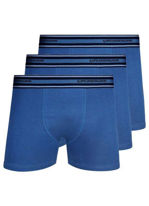 Kit com 3 Cuecas Boxer Lupo 523-003 Azul