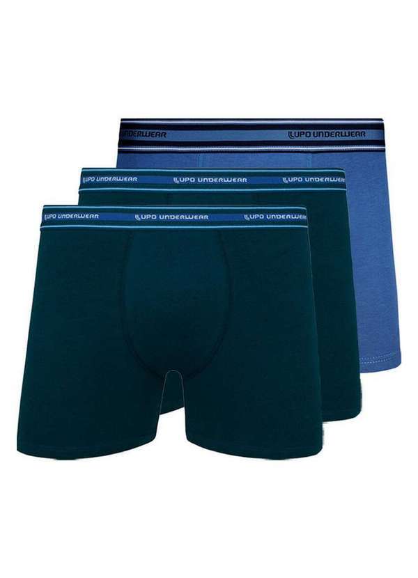 Kit com 3 Cuecas Boxer Lupo 523-003 Marinho-Azul