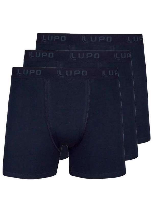 Kit com 3 Cuecas Boxer Lupo 615-002 Preto