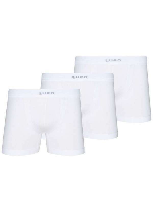 Vista 2 Kit com 3 Cuecas Boxer Lupo 661-001 1110-Branca Lupo
