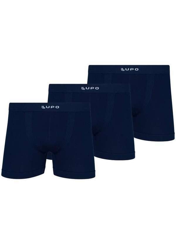 Vista 2 Kit com 3 Cuecas Boxer Lupo 661-001 2800-Marinho Lupo