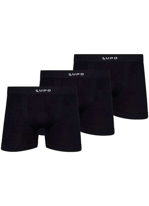 Vista 2 Kit com 3 Cuecas Boxer Lupo 661-001 9990-Preta Lupo
