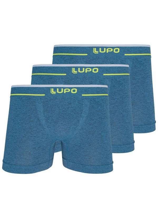 Vista 2 Kit com 3 Cuecas Boxer Lupo 733-004 Azul Lupo