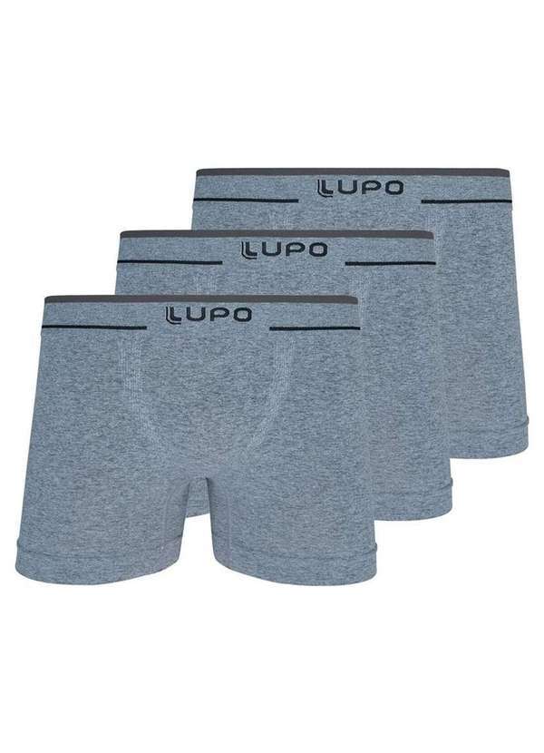 Vista 2 Kit com 3 Cuecas Boxer Lupo 733-004 Cinza Lupo