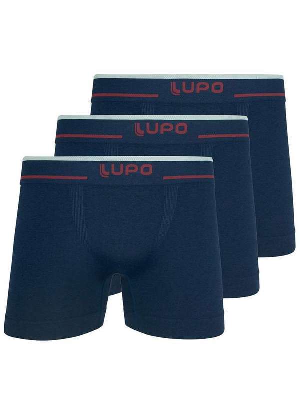 Vista 2 Kit com 3 Cuecas Boxer Lupo 733-004 Marinho Lupo