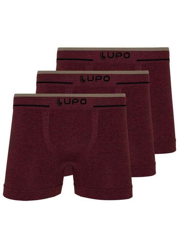 Vista 2 Kit com 3 Cuecas Boxer Lupo 733-004 Marsala Lupo