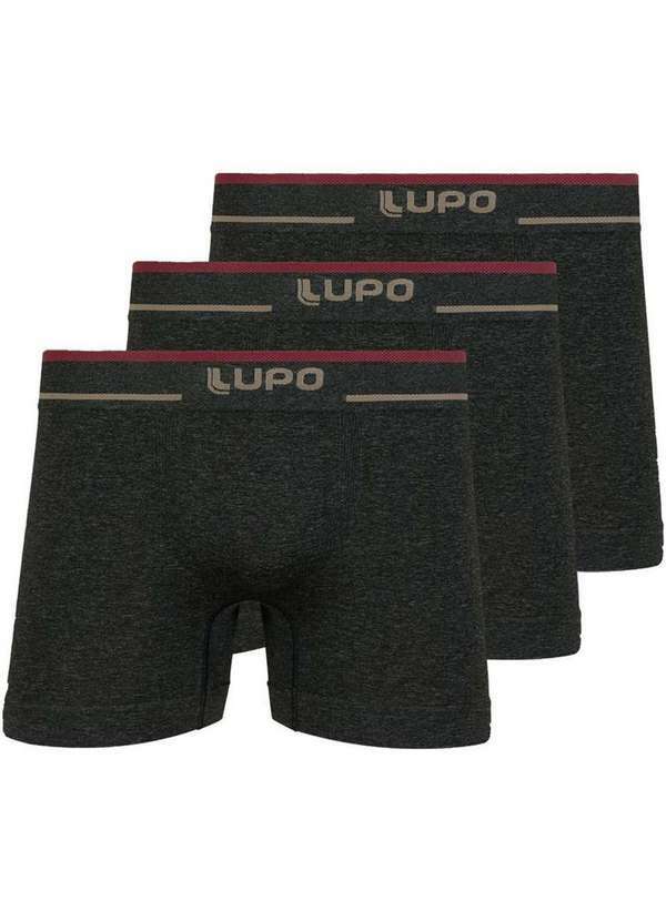 Vista 2 Kit com 3 Cuecas Boxer Lupo 733-004 Preto-Mescla Lupo